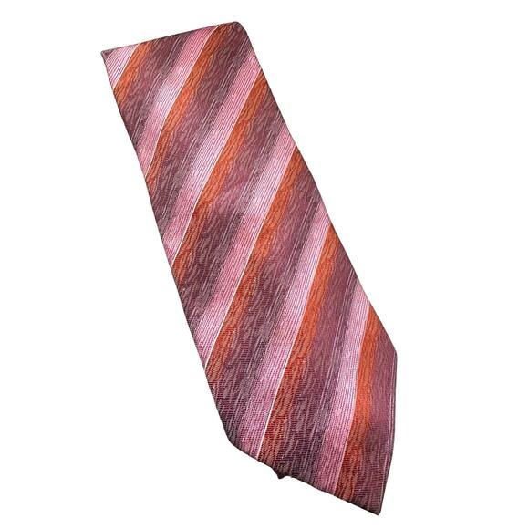Vintage Mei Tai Lang Pink Striped Silk Necktie - Picture 1 of 5